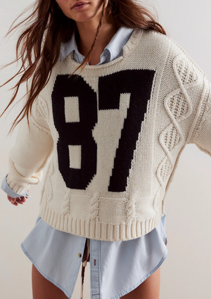 Free People WTF 87 Pullover in White Combo