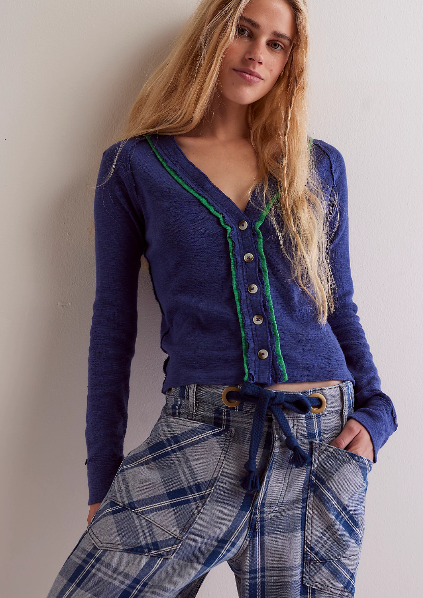 (取寄) フリーピープル レディース ティプトン カルディ Free People women Tipton Cardi Indigo Combo Free People Tipton Cardi in Indigo Combo - Pilar Boutique