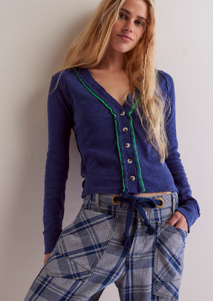 Free People Tipton Cardi in Indigo Combo