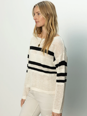 Sanctuary Sporty Stripe Open Knit Sweater