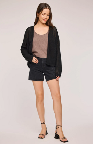 Gentle Fawn Toledo Open Knit Cardigan in Black