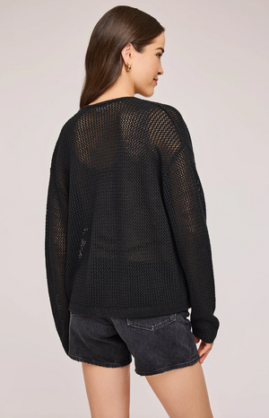 Gentle Fawn Toledo Open Knit Cardigan in Black