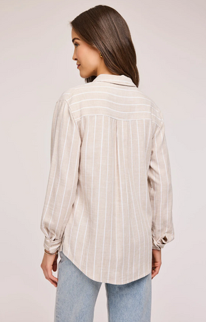 Gentle Fawn Portia Button Down Shirt in Linen Stripe