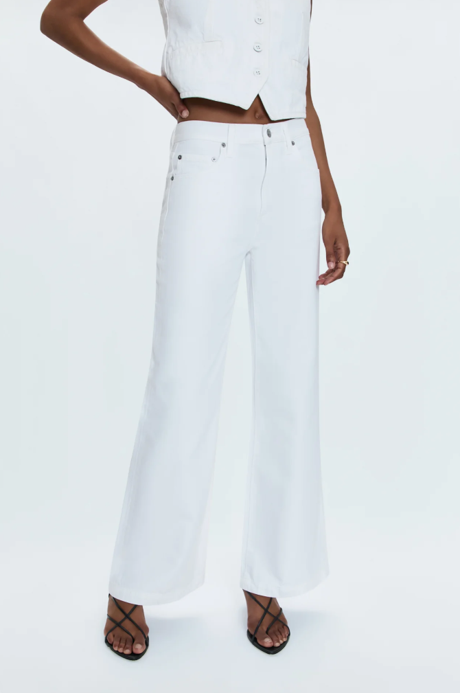 Pistola Jaydn Low Slung Palazzo Jean in Vivid White