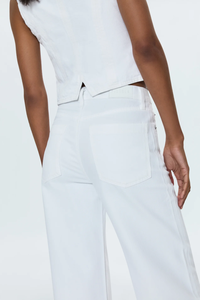Pistola Jaydn Low Slung Palazzo Jean in Vivid White