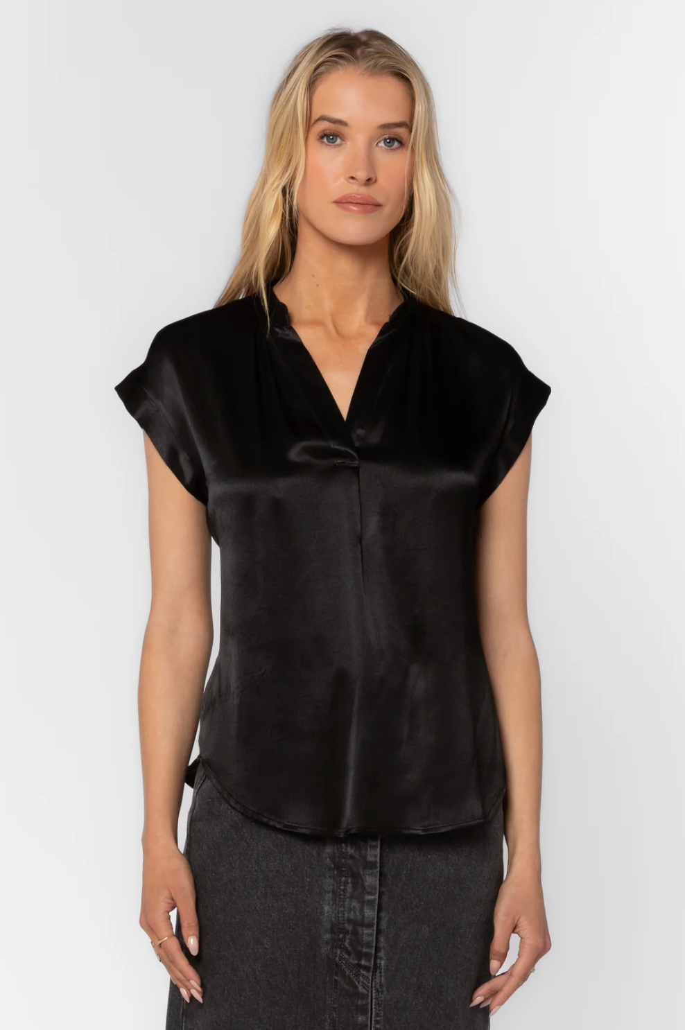 Huxley Black Satin Blouse