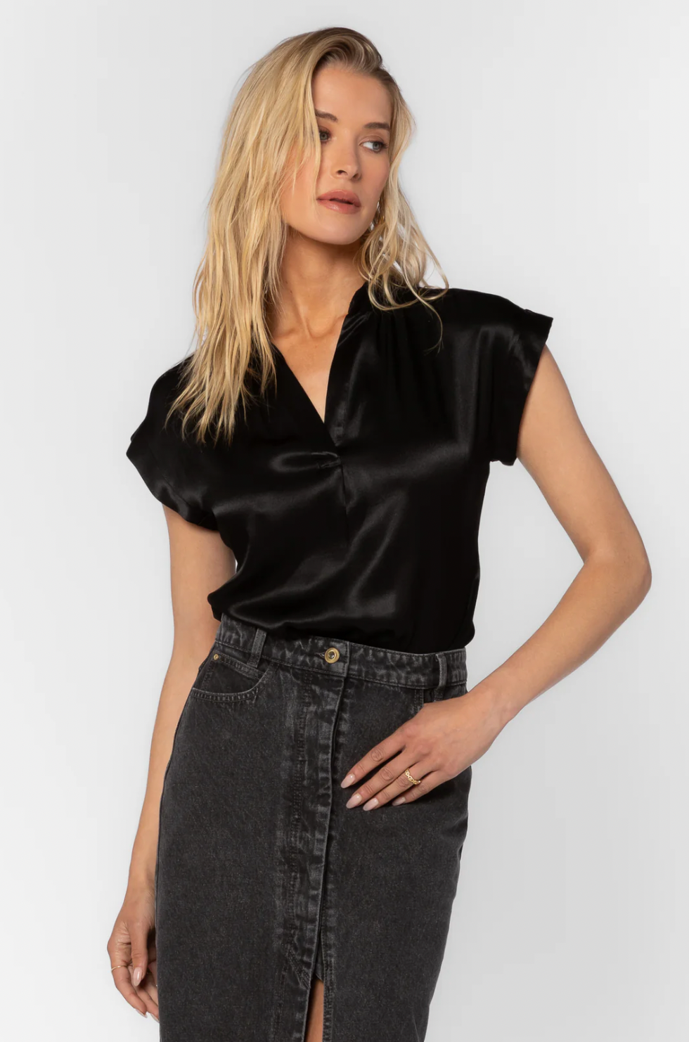 Huxley Black Satin Blouse