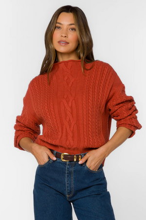 Velvet Heart Jennevie Burnt Brick Cable Sweater
