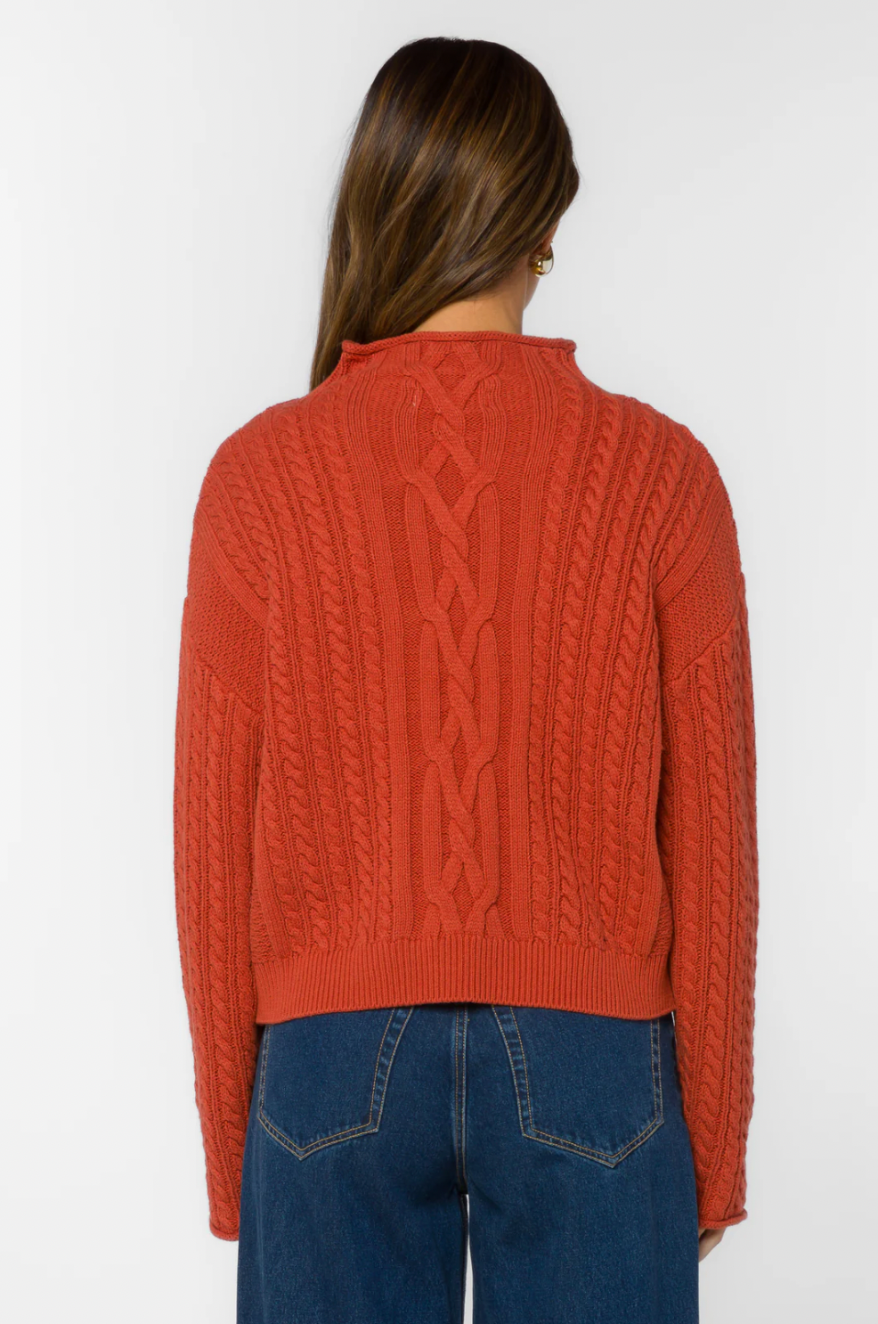 Jennevie Burnt Brick Cable Sweater