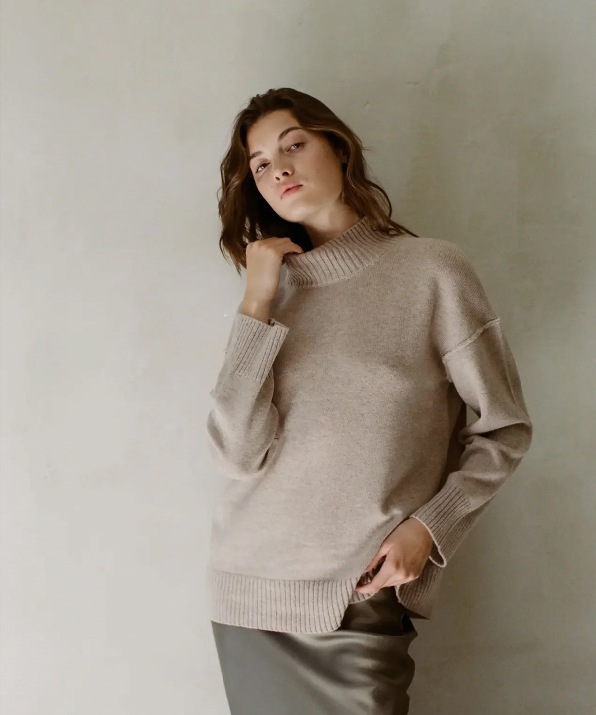 Cashmere Wool Relaxed Turtleneck Sweater