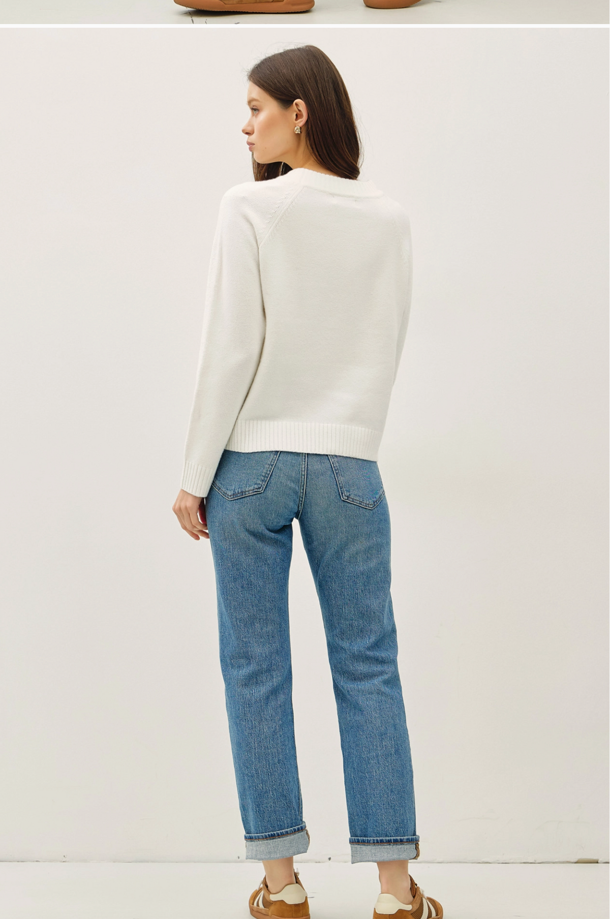 Wool Blend Classic Crewneck Sweater Top