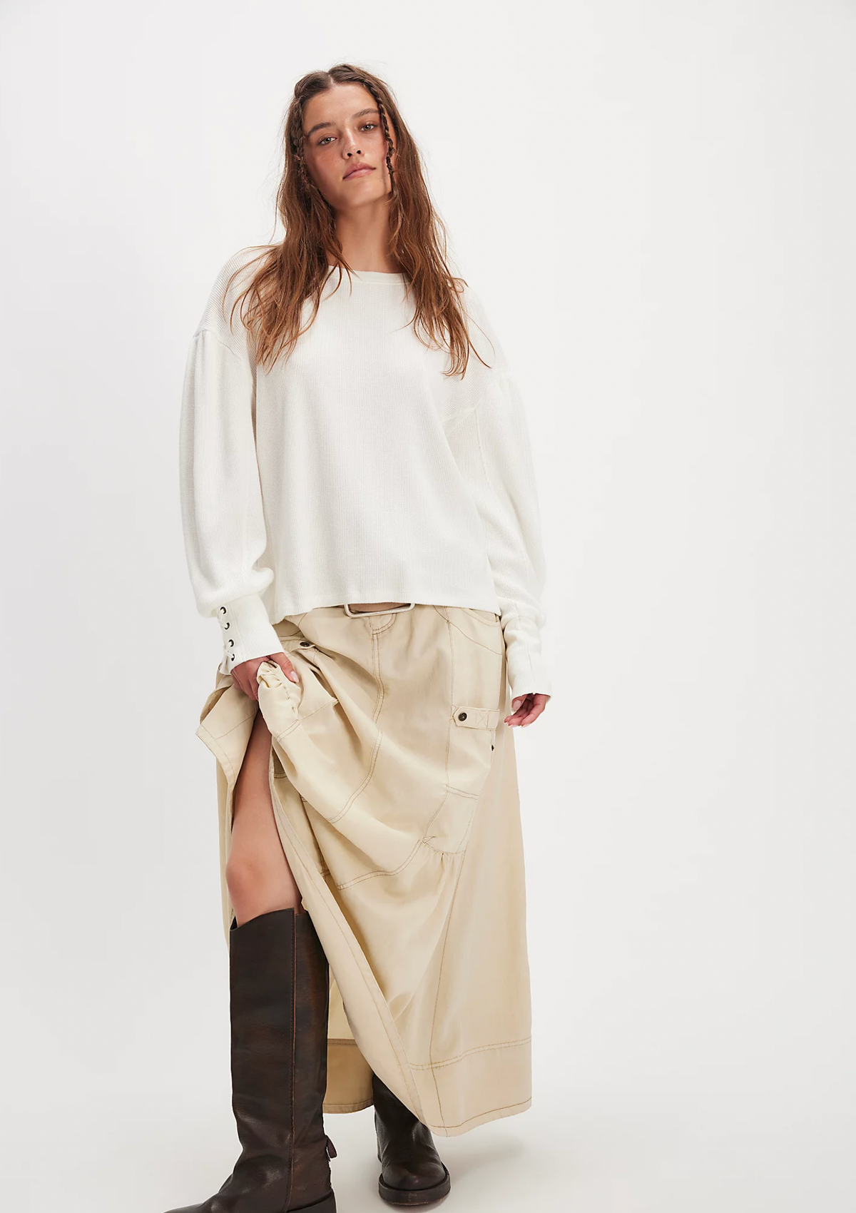 Free People Lapis Cuff Long Sleeve in Clean Ivory