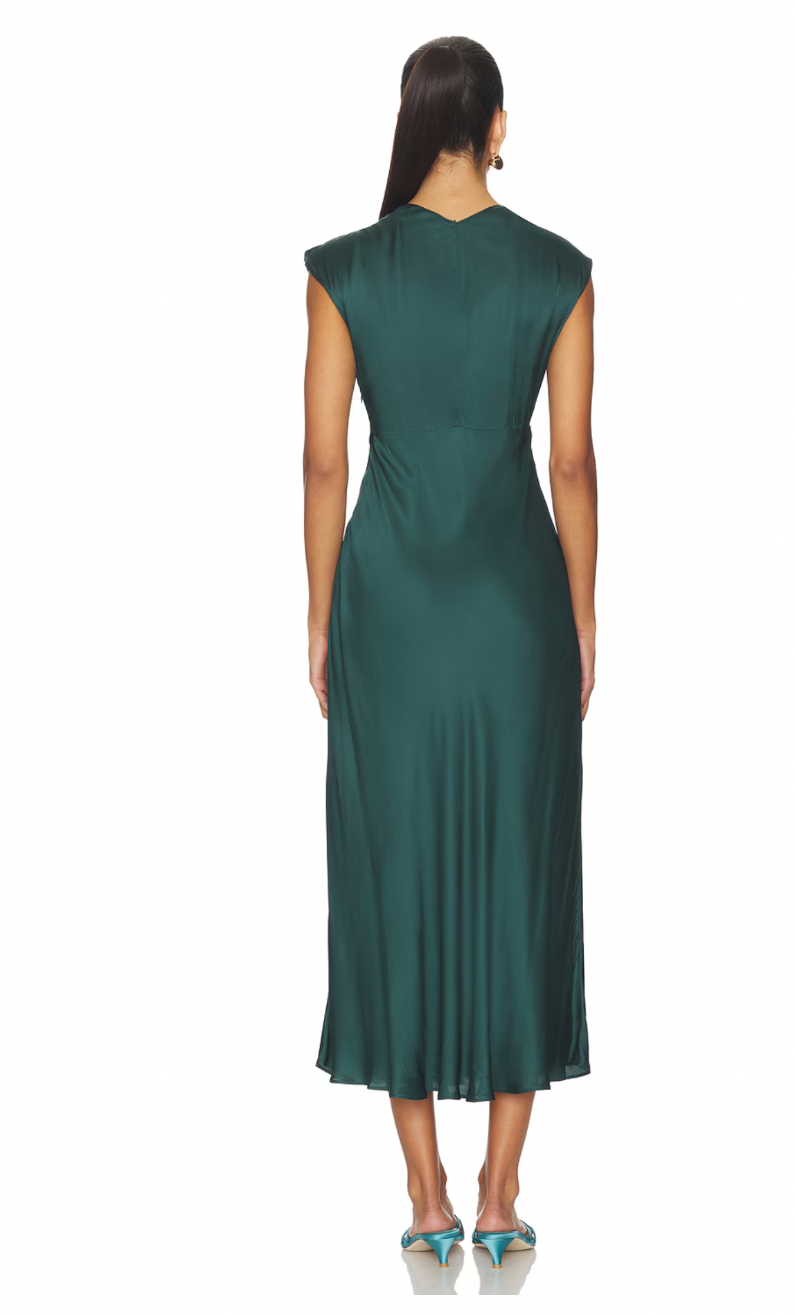 ASTR THE LABEL Deitra Satin Dress in Teal Green