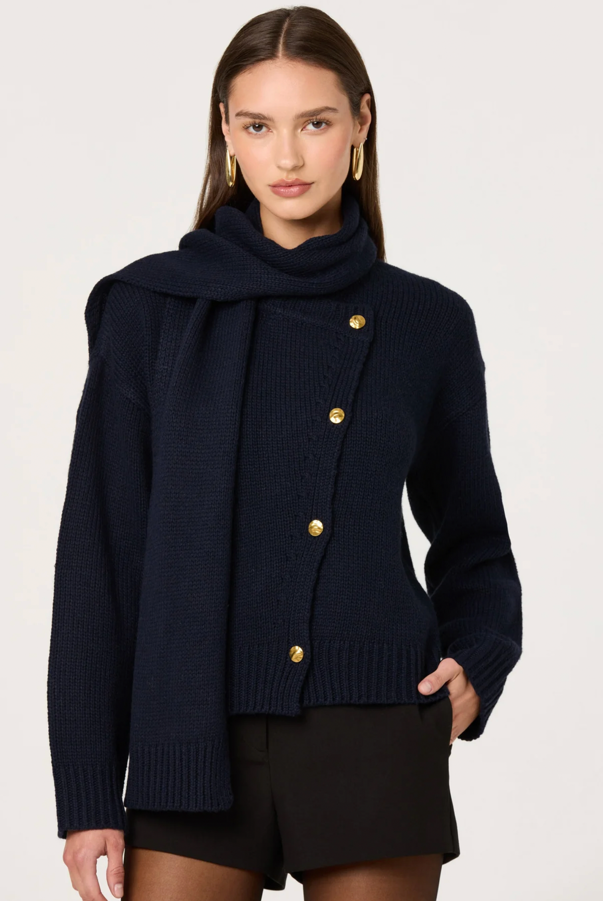 Astr the Label JACKELINE Navy Cardigan Sweater