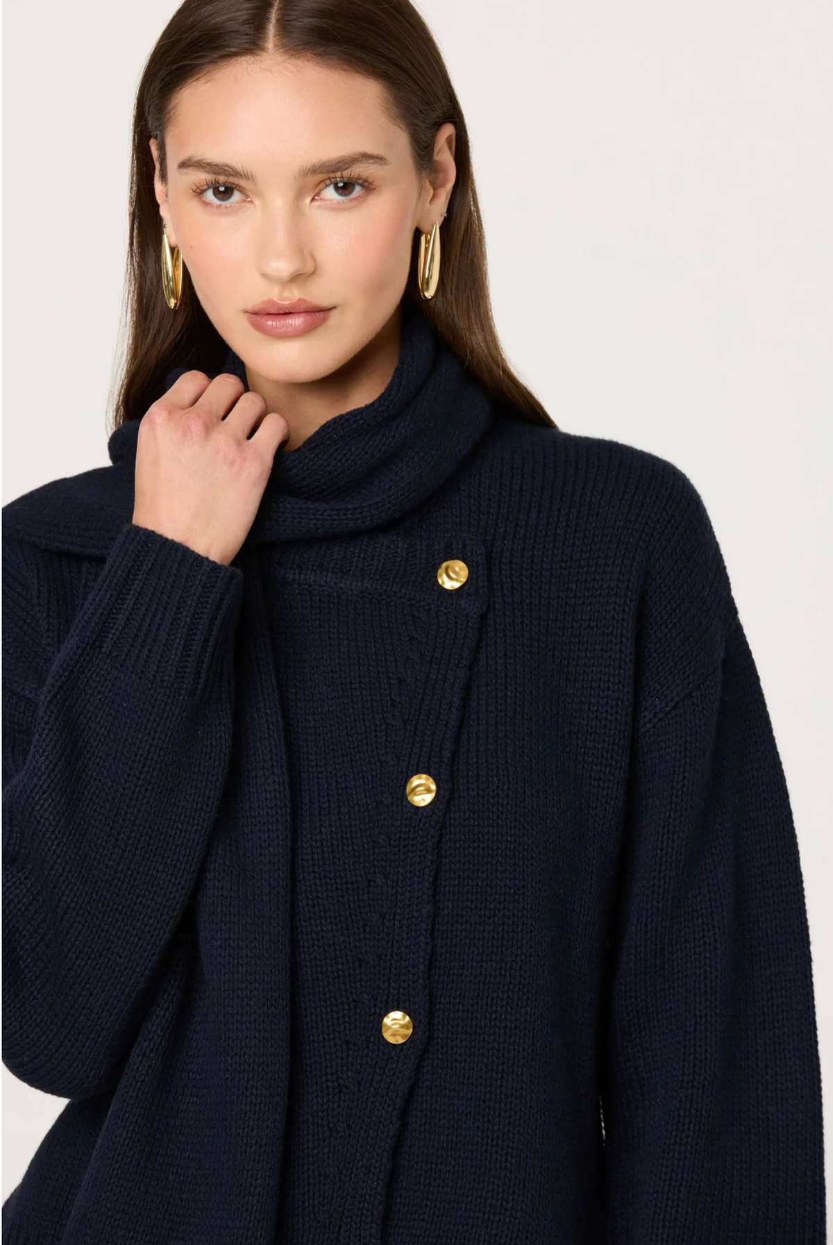 Astr the Label JACKELINE Navy Cardigan Sweater