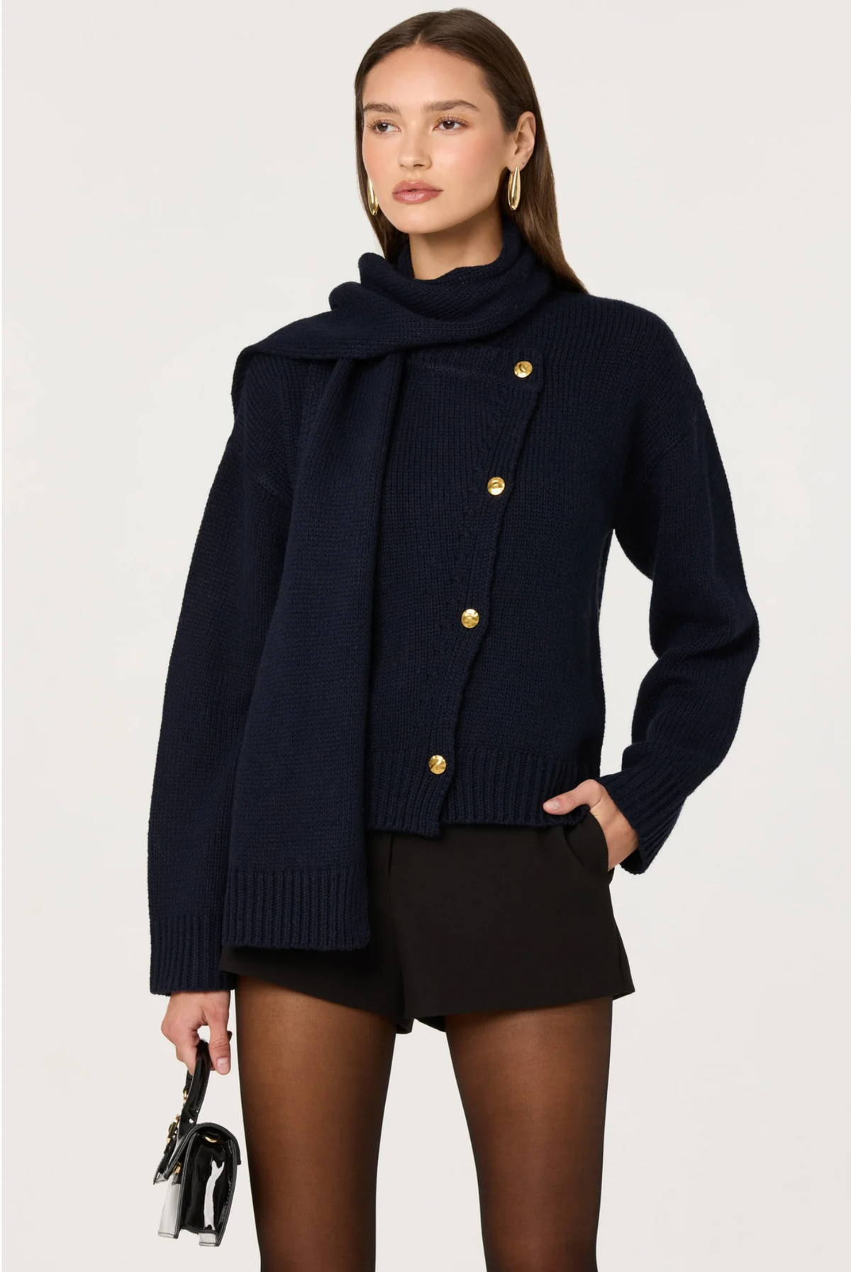 Astr the Label JACKELINE Navy Cardigan Sweater