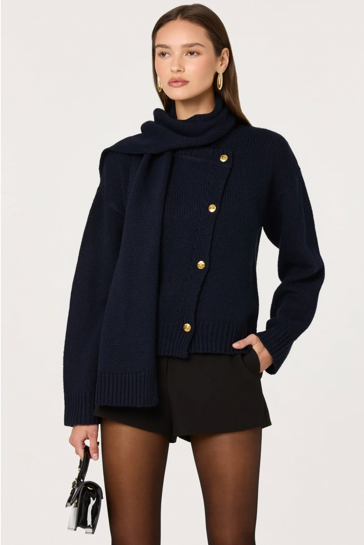 Astr the Label JACKELINE Navy Cardigan Sweater
