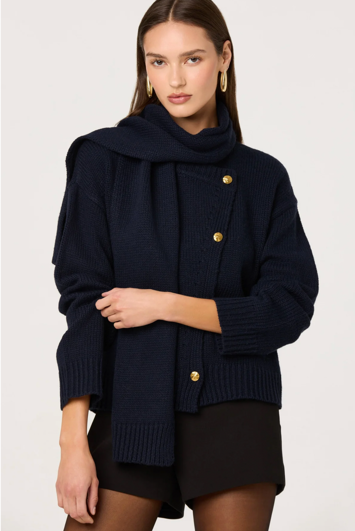 Astr the Label JACKELINE Navy Cardigan Sweater