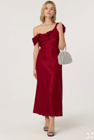 Astr the Label Alyssia Red Satin Dress
