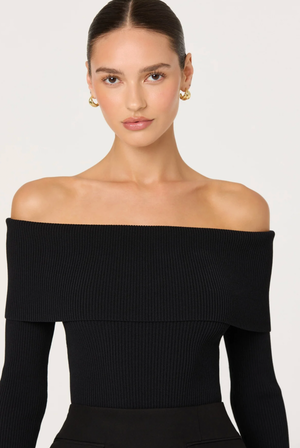 Astr the Label lidia Black Off Shoulder sweater