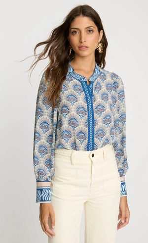 Caballero Riley Top in Blue Boho Deco
