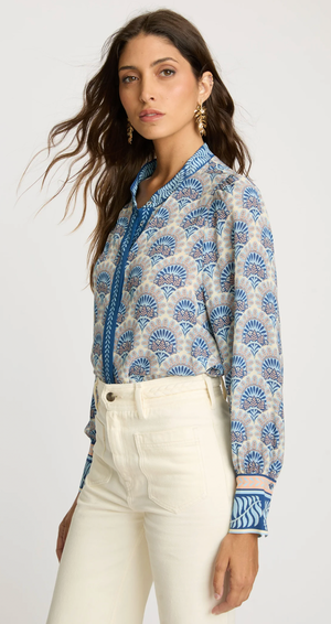 Caballero Riley Top in Blue Boho Deco