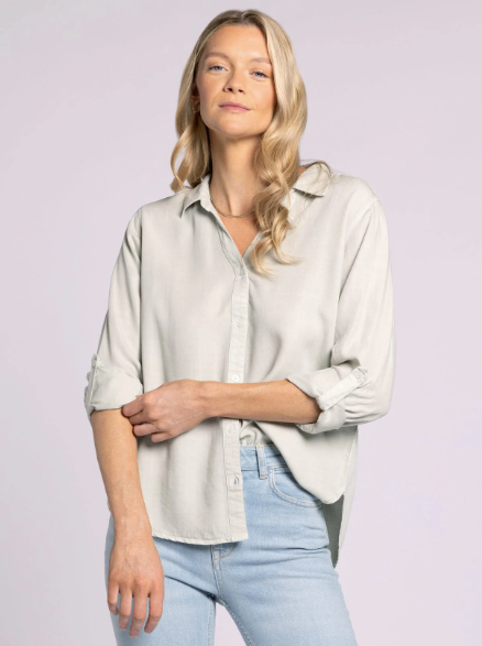 Presley Button Up Top in Mist
