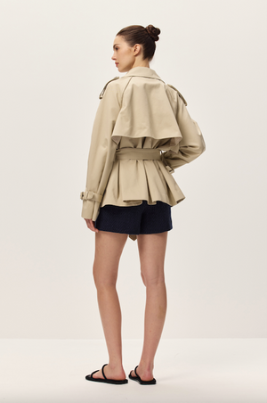 ELODIE Noa Cropped Khaki Trench Coat