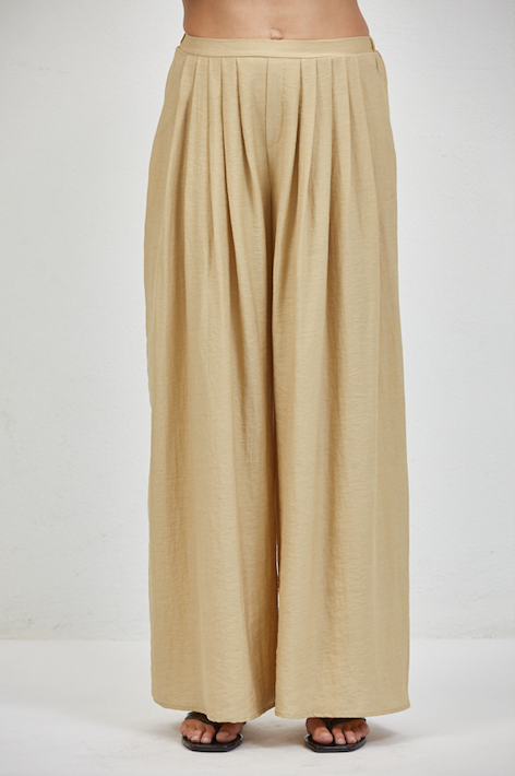 Iris Wide Leg Linen Pants in Toffee