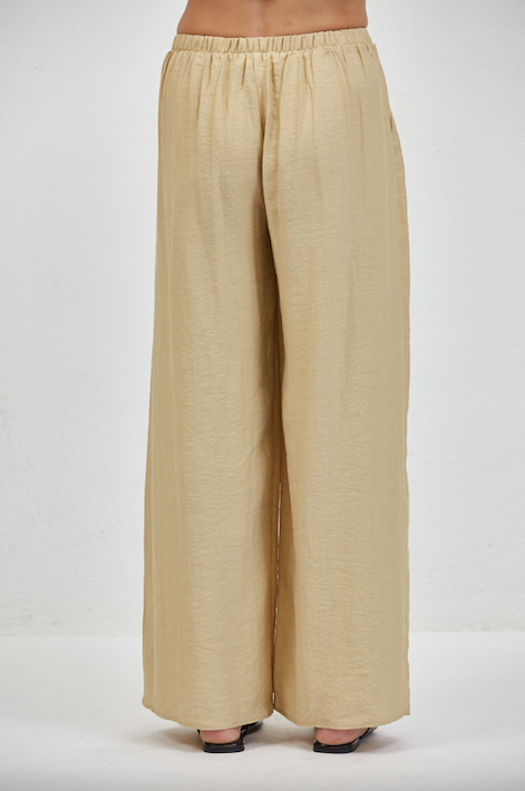 Iris Wide Leg Linen Pants in Toffee