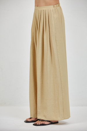 Iris Wide Leg Linen Pants in Toffee