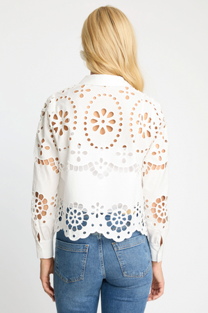 Caballero Emmie Top in White Eyelet Lace