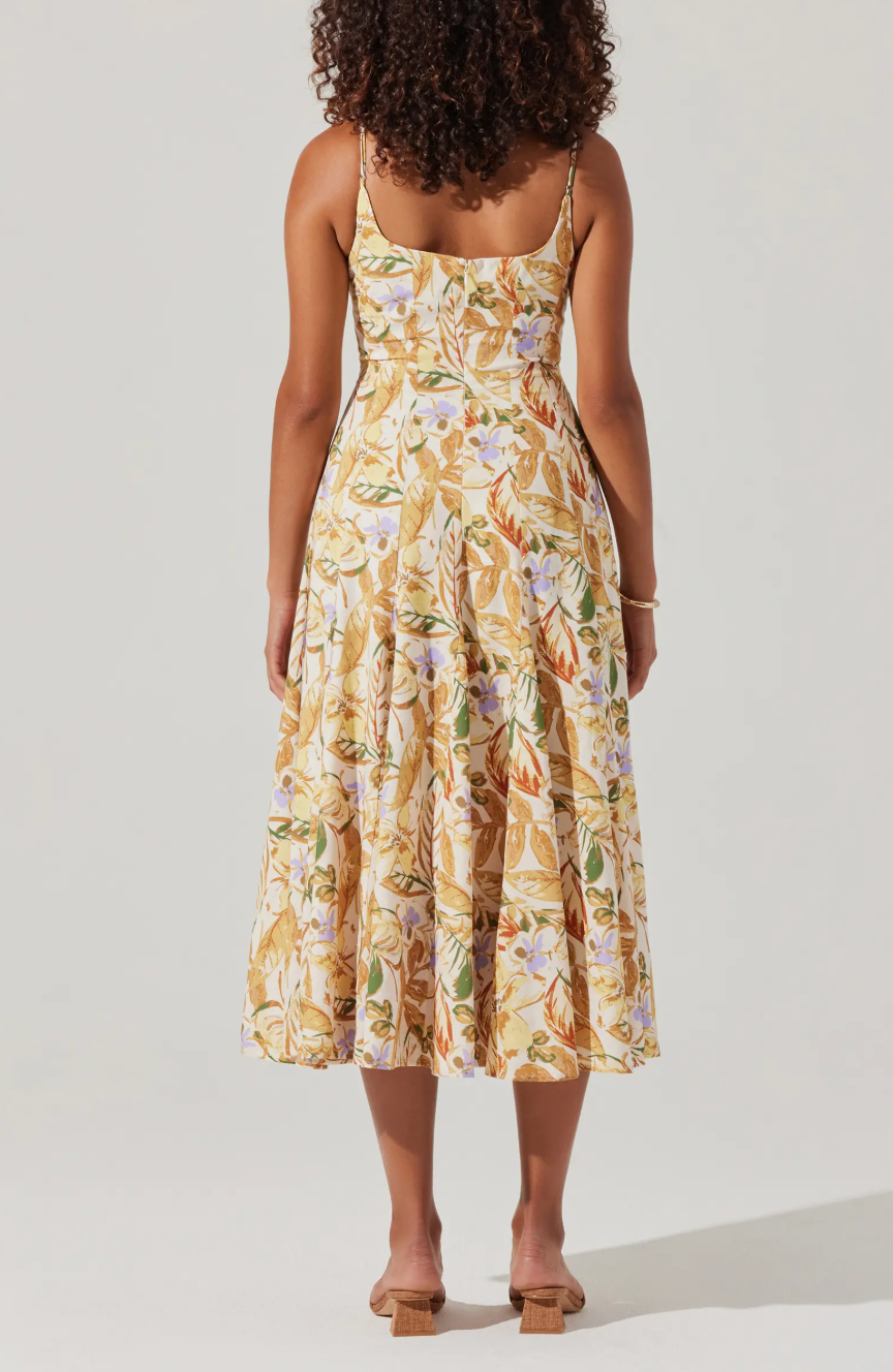 ASTR The Label Jaleyah Mustard Floral Dress