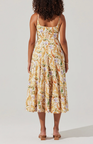 ASTR The Label Jaleyah Mustard Floral Dress