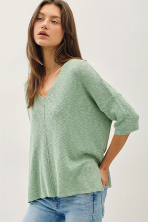 Marina Short Sleeve Sweater in Teal