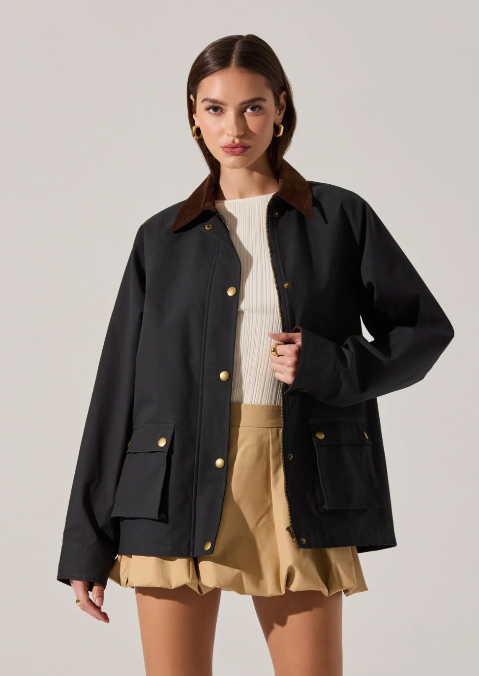 ASTR THE LABEL Rylan NAVY BARN Jacket