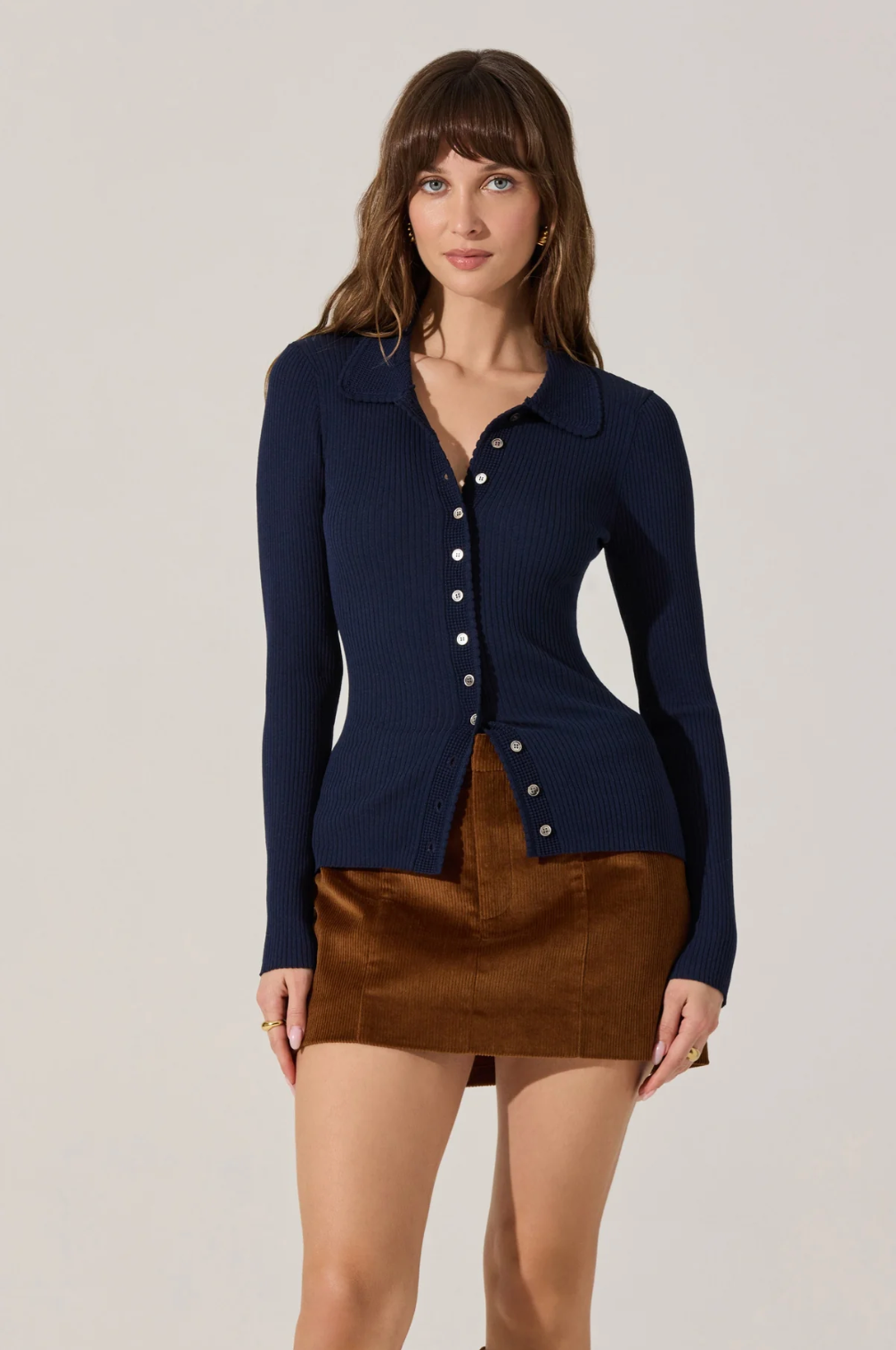 ASTR THE LABEL Keren Navy Cardigan in Navy