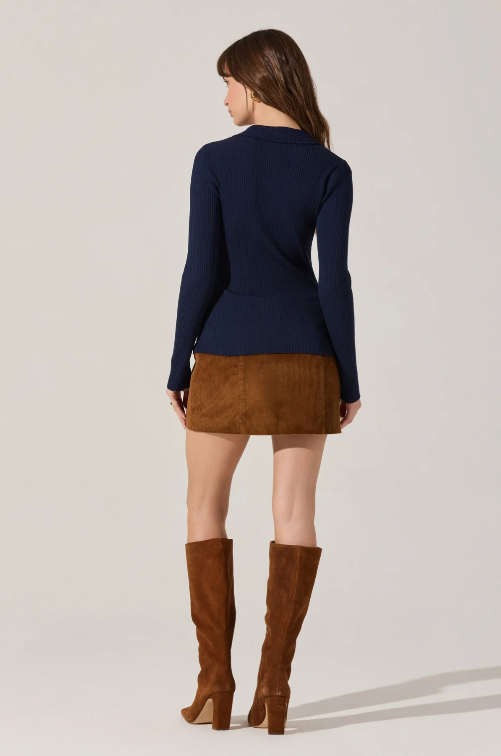 ASTR THE LABEL Keren Navy Cardigan in Navy