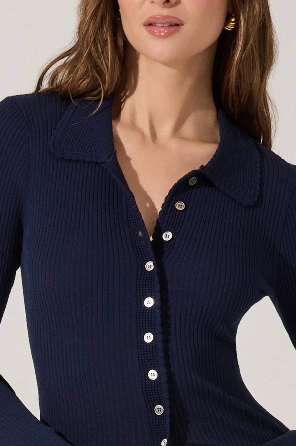 ASTR THE LABEL Keren Navy Cardigan in Navy