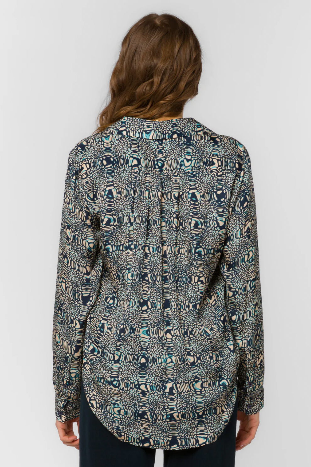 Kenzie Abstract Blouse in Navy