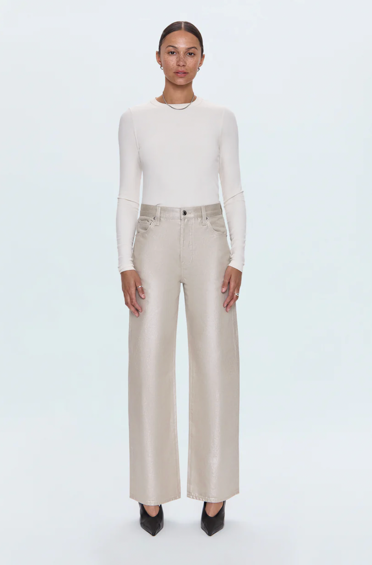 Pistola Tate Bowed High Rise in Champagne