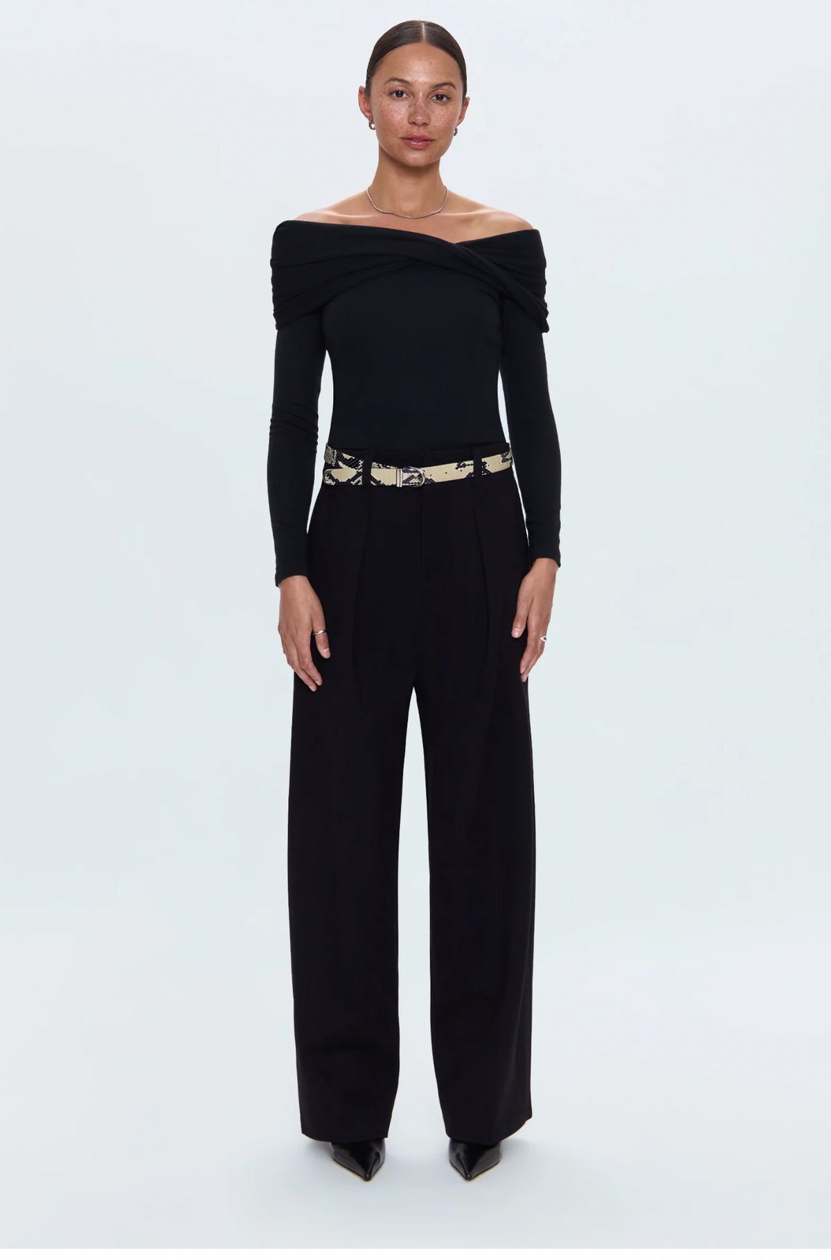 Pistola Edent Pleated Ponte Trouser in Black