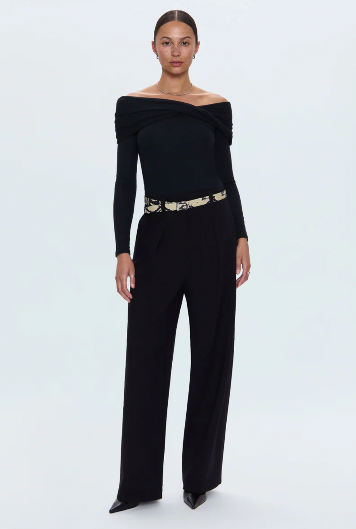 Pistola Edent Pleated Ponte Trouser in Black