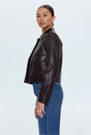 Pistola Bex  Brown Leather Jacket in French Roast