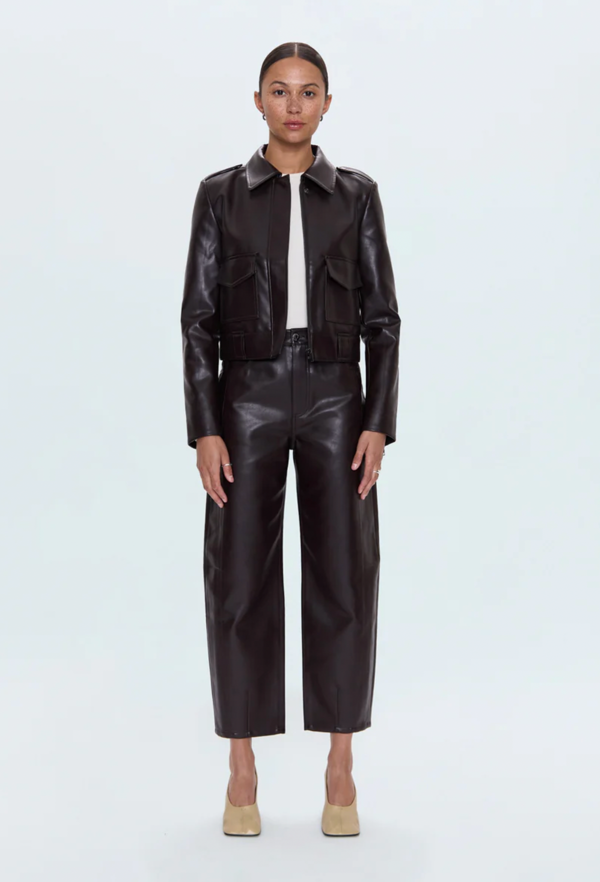 Pistola Bex  Brown Leather Jacket in French Roast