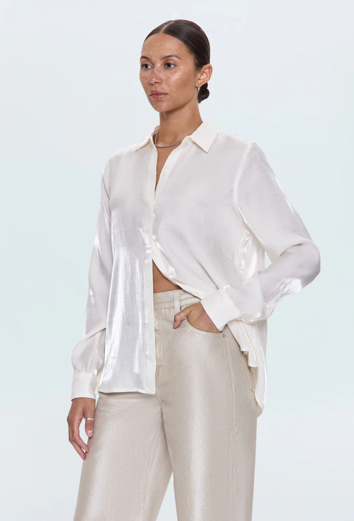Pistola Tilda Button Down Blouse in Ecru