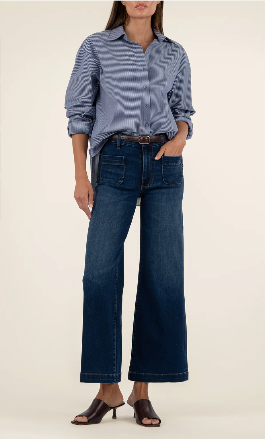 KUT Meg High Rise Wide Leg Jean with Patch Pickets
