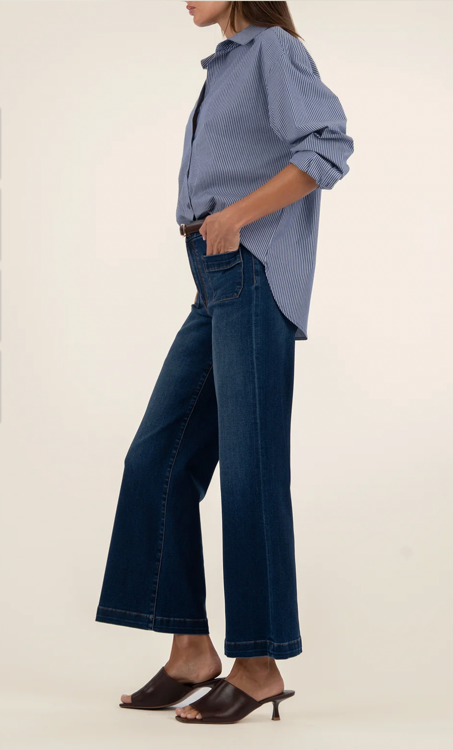 KUT Meg High Rise Wide Leg Jean with Patch Pickets