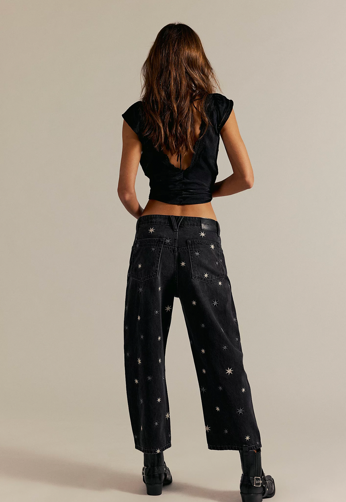 We The Free Deep Trance Shine Embroidered Dropped Boyfriend Jeans
