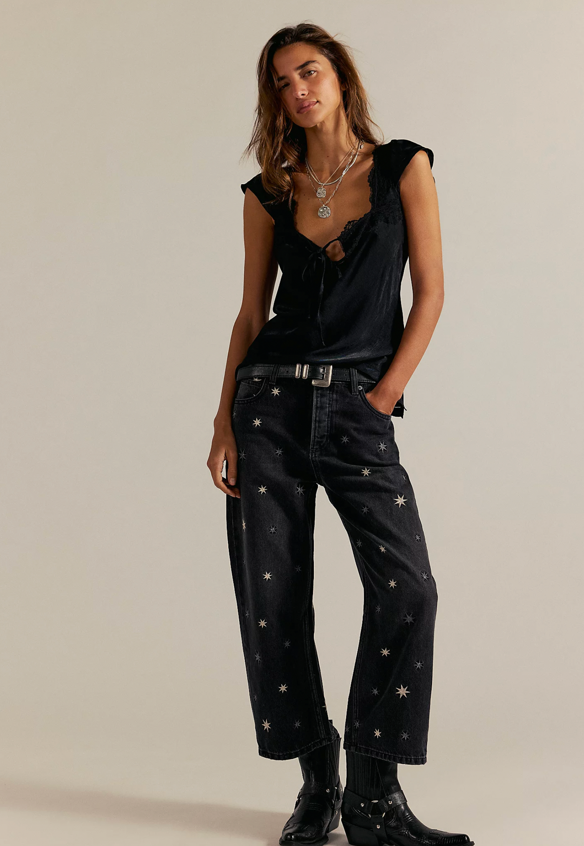 We The Free Deep Trance Shine Embroidered Dropped Boyfriend Jeans